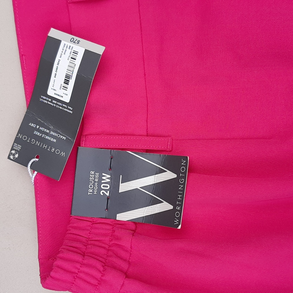 Worthington Fuchsia High-Rise Wide Leg Trousers SZ 20W - Picture 3 of 5